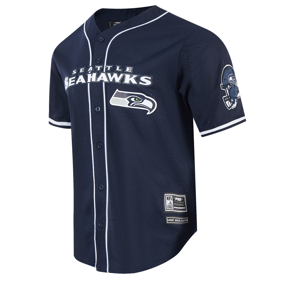 NFL SEATTLE SEAHAWKS CLASSIC MESH BUTTON DOWN SHIRT (MIDNIGHT NAVY)
