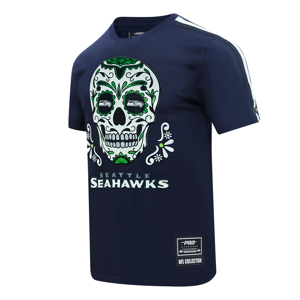 NFL SEATTLE SEAHAWKS SUGAR SKULL MEN'S SJ STRIPED TEE (MIDNIGHT NAVY)