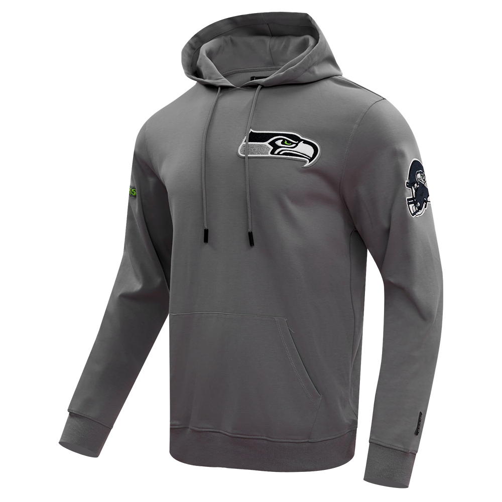 NFL SEATTLE SEAHAWKS CLASSIC CHENILLE DOUBLE KNIT PULLOVER HOODIE (GRAY)