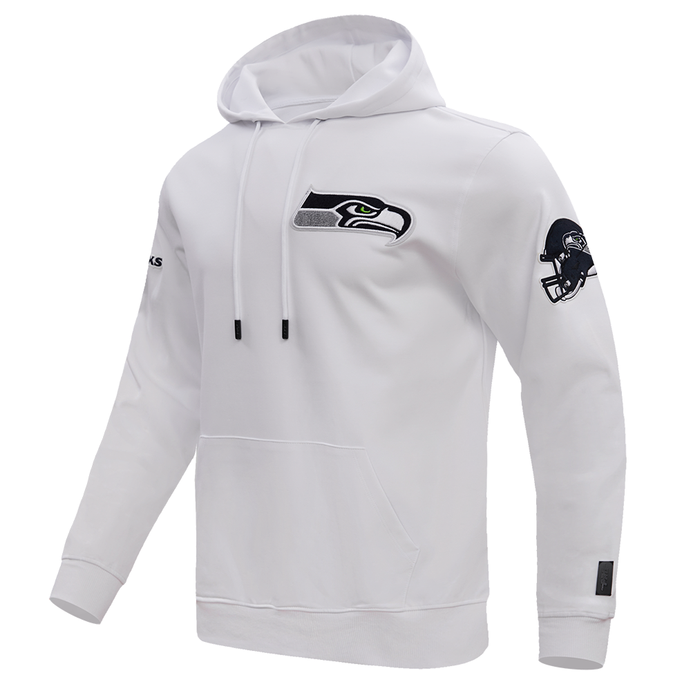 NFL SEATTLE SEAHAWKS CLASSIC CHENILLE DOUBLE KNIT PULLOVER HOODIE (WHITE)