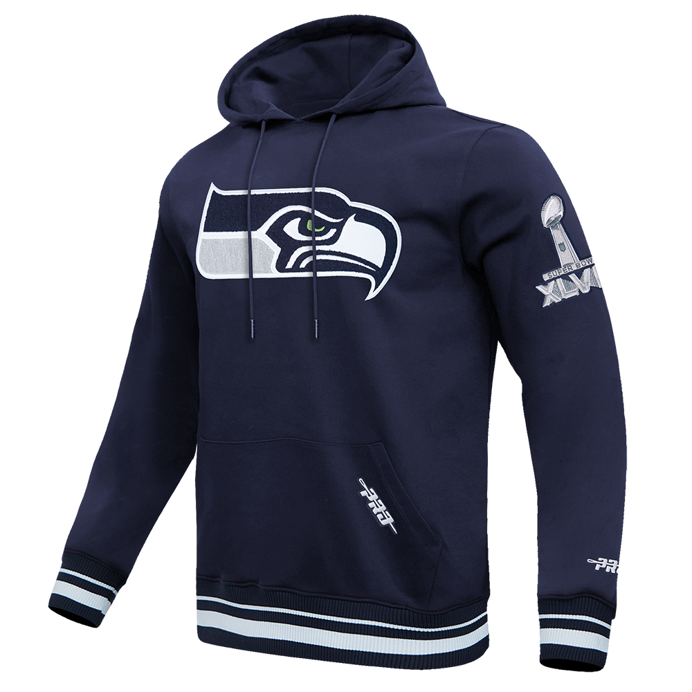NFL SEATTLE SEAHAWKS MASHUP MEN'S RIB PO HOODIE (MIDNIGHT NAVY)