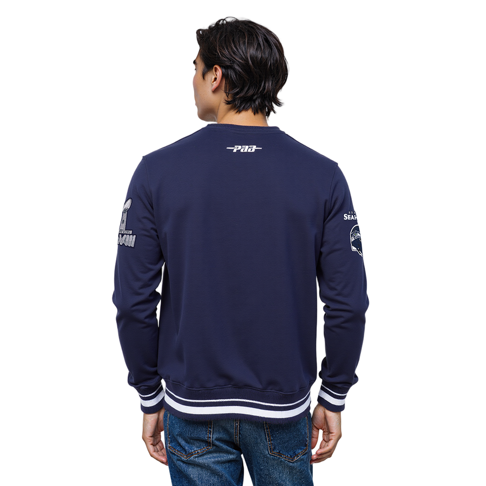 NFL SEATTLE SEAHAWKS MASHUP MEN'S RIB CREWNECK (MIDNIGHT NAVY)