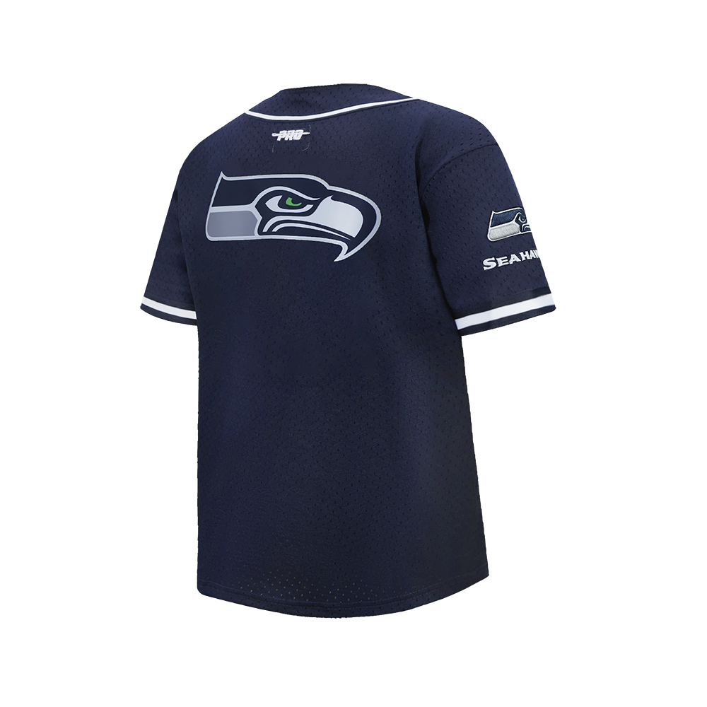 NFL SEATTLE SEAHAWKS CLASSIC BIG BOY'S MESH BUTTON DOWN SHIRT (MIDNIGHT NAVY)