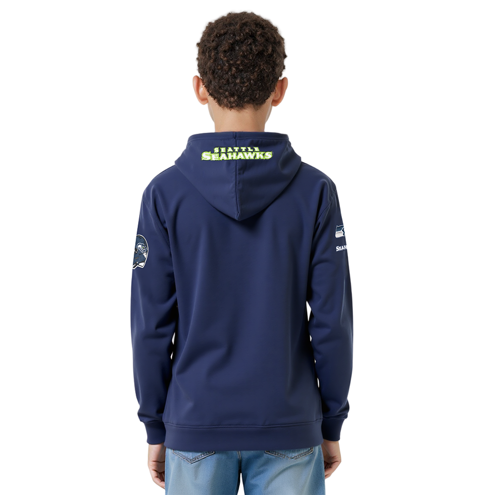 NFL SEATTLE SEAHAWKS CLASSIC BIG BOYS FLEECE PULLOVER HOODIE (MIDNIGHT NAVY)