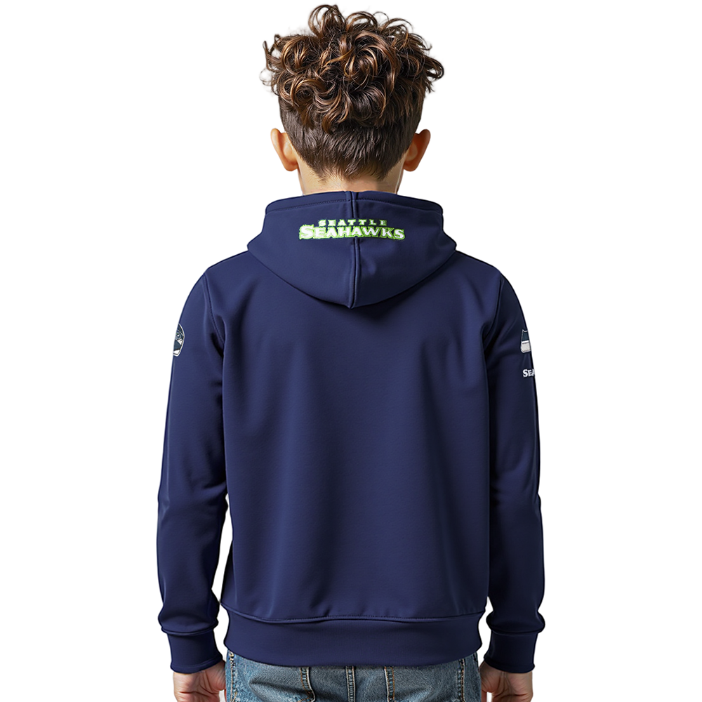 NFL SEATTLE SEAHAWKS CLASSIC LITTLE BOYS FLEECE PULLOVER HOODIE (MIDNIGHT NAVY)