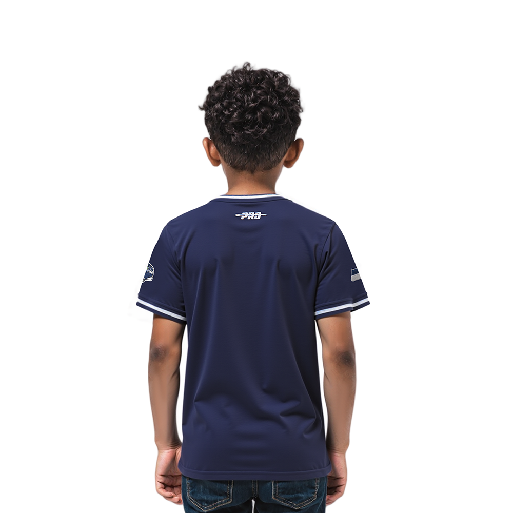 NFL SEATTLE SEAHAWKS CLASSIC TODDLER BOYS SHORT SLEEVE STRIPED RIB TEE (MIDNIGHT NAVY)