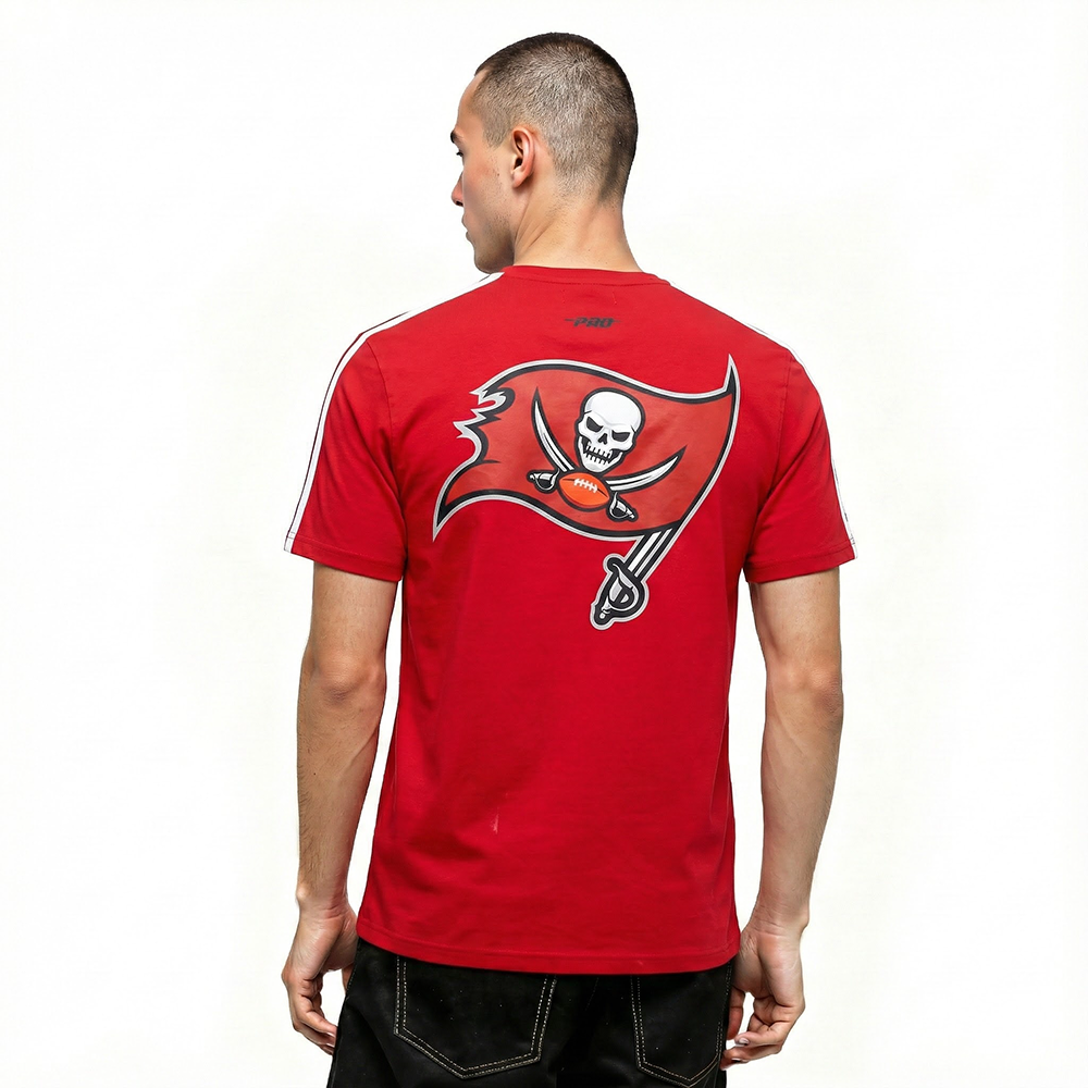 NFL TAMPA BAY BUCCANEERS CLASSIC MESH MEN'S SJ STRIPED TEE (RED/BLACK)