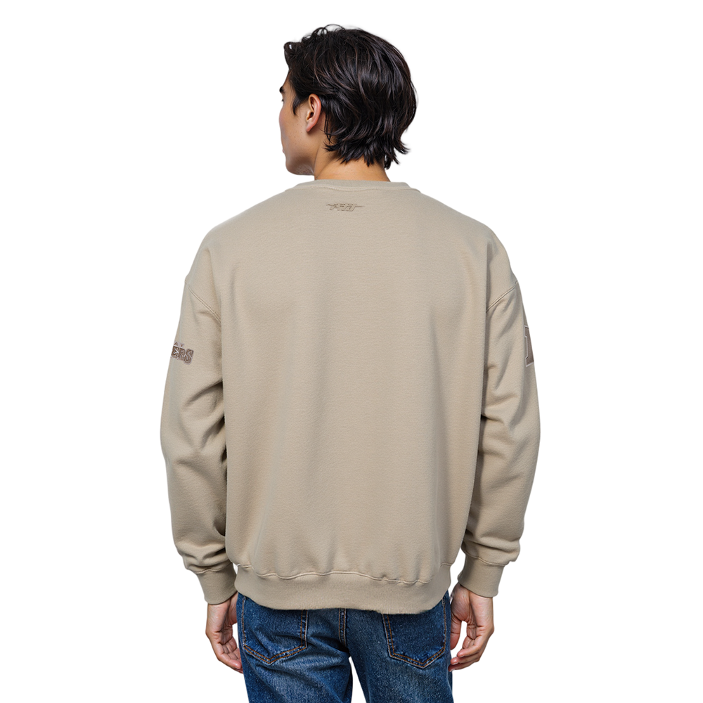 NFL TAMPA BAY BUCCANEERS NEUTRAL MEN'S DROP SHOULDER FLC CREWNECK (TAUPE)