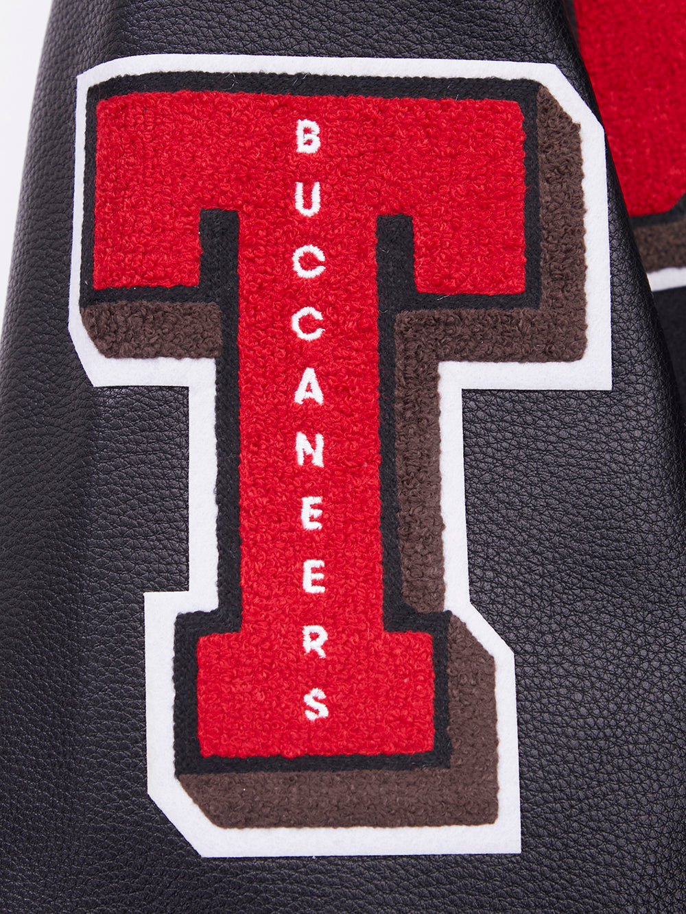 NFL TAMPA BAY BUCCANEERS MASHUP MEN'S RIB WOOL VARSITY JACKET (BLACK)