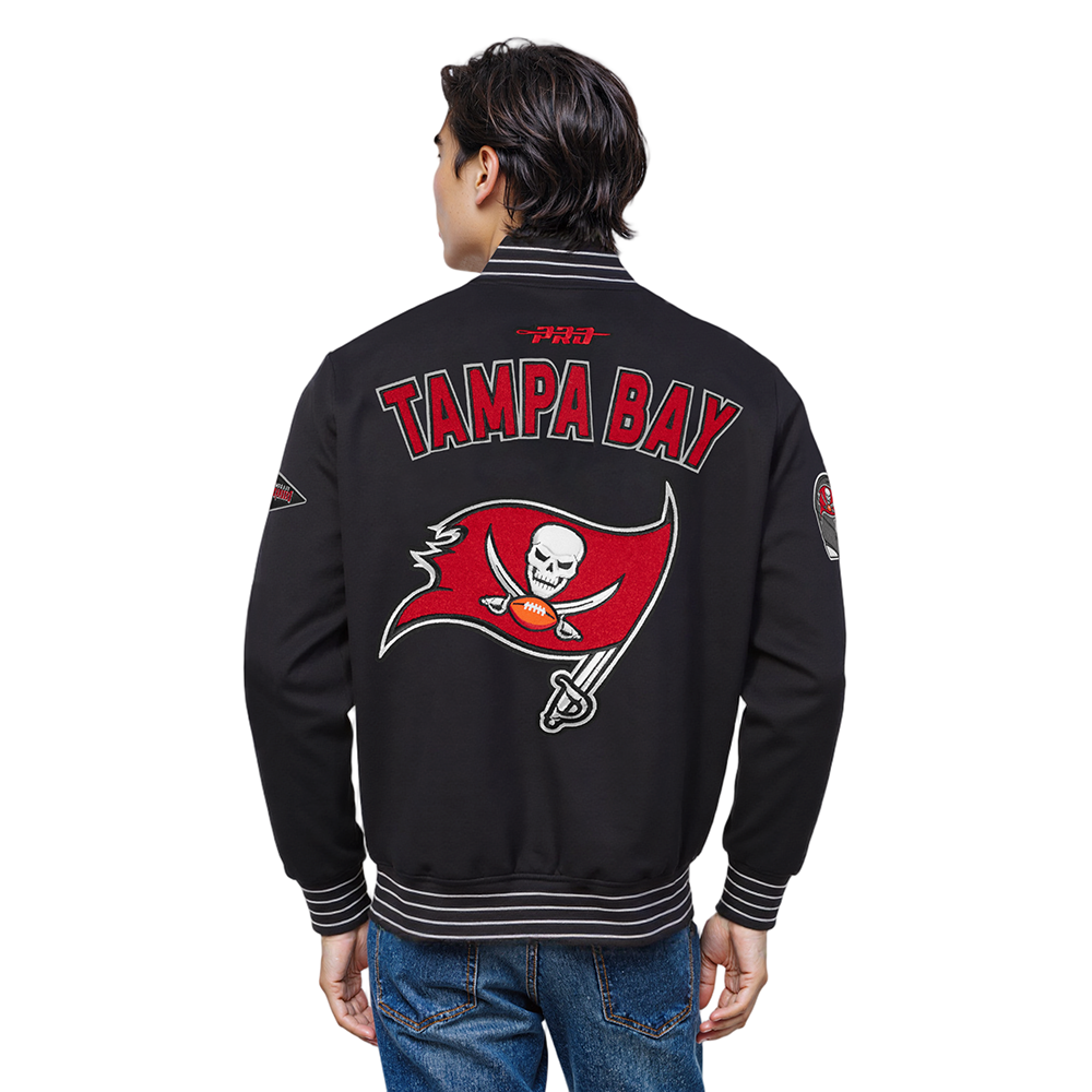 NFL TAMPA BAY BUCCANEERS PRO GAME DAY MEN'S DBL KNIT JACKET (BLACK/SILVER/WHITE)