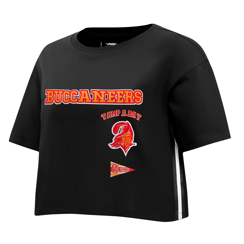 NFL TAMPA BAY BUCCANEERS RETRO CLASSIC WOMEN'S BOXY TEE (BLACK)