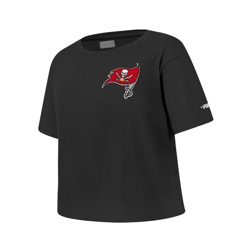 NFL TAMPA BAY BUCCANEERS CLASSIC BIG GIRLS SHORT SLEEVE BOXY TEE (BLACK)