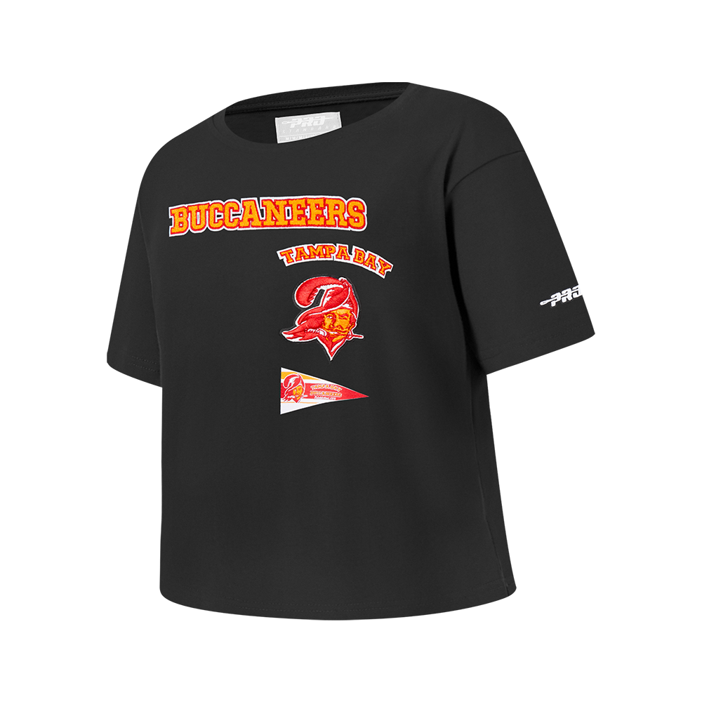 NFL TAMPA BAY BUCCANEERS RETRO CLASSIC BIG GIRLS SHORT SLEEVE BOXY TEE (BLACK)