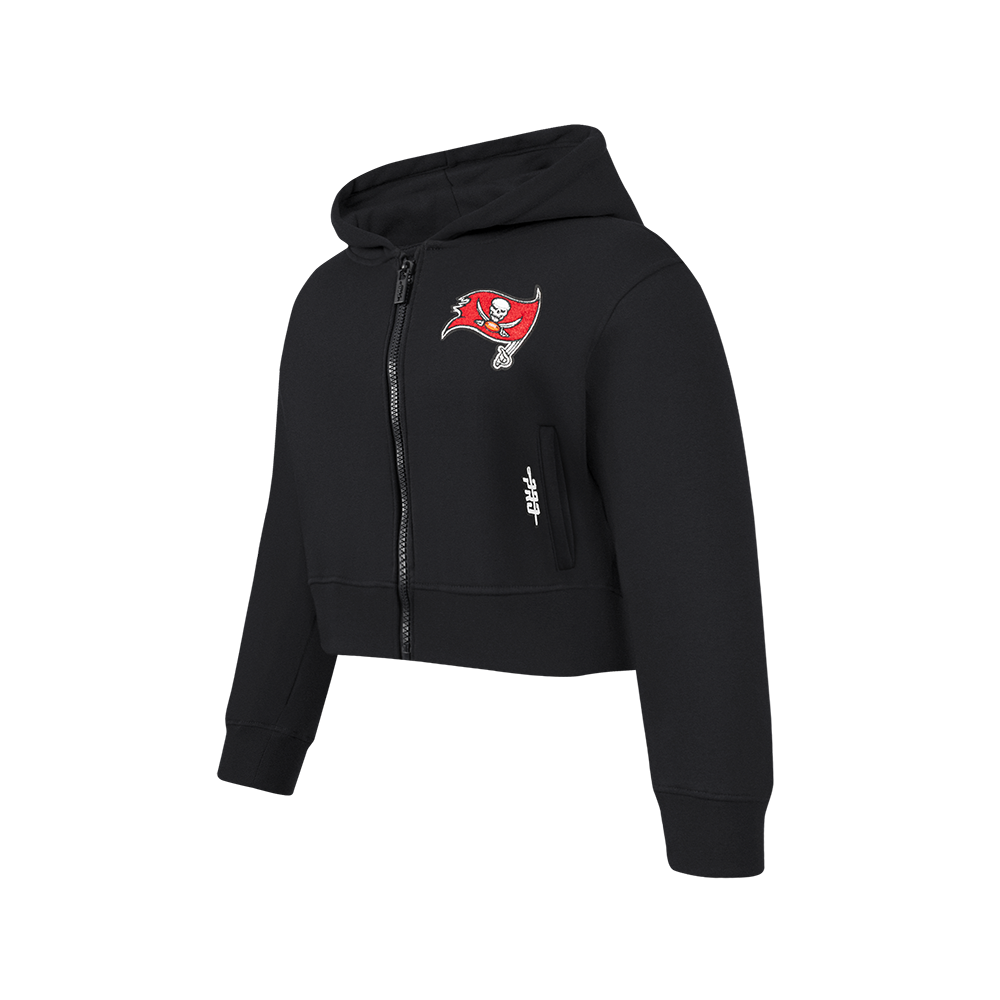 NFL TAMPA BAY BUCCANEERS CLASSIC BIG GIRLS FLEECE FULL ZIP HOODIE (BLACK)