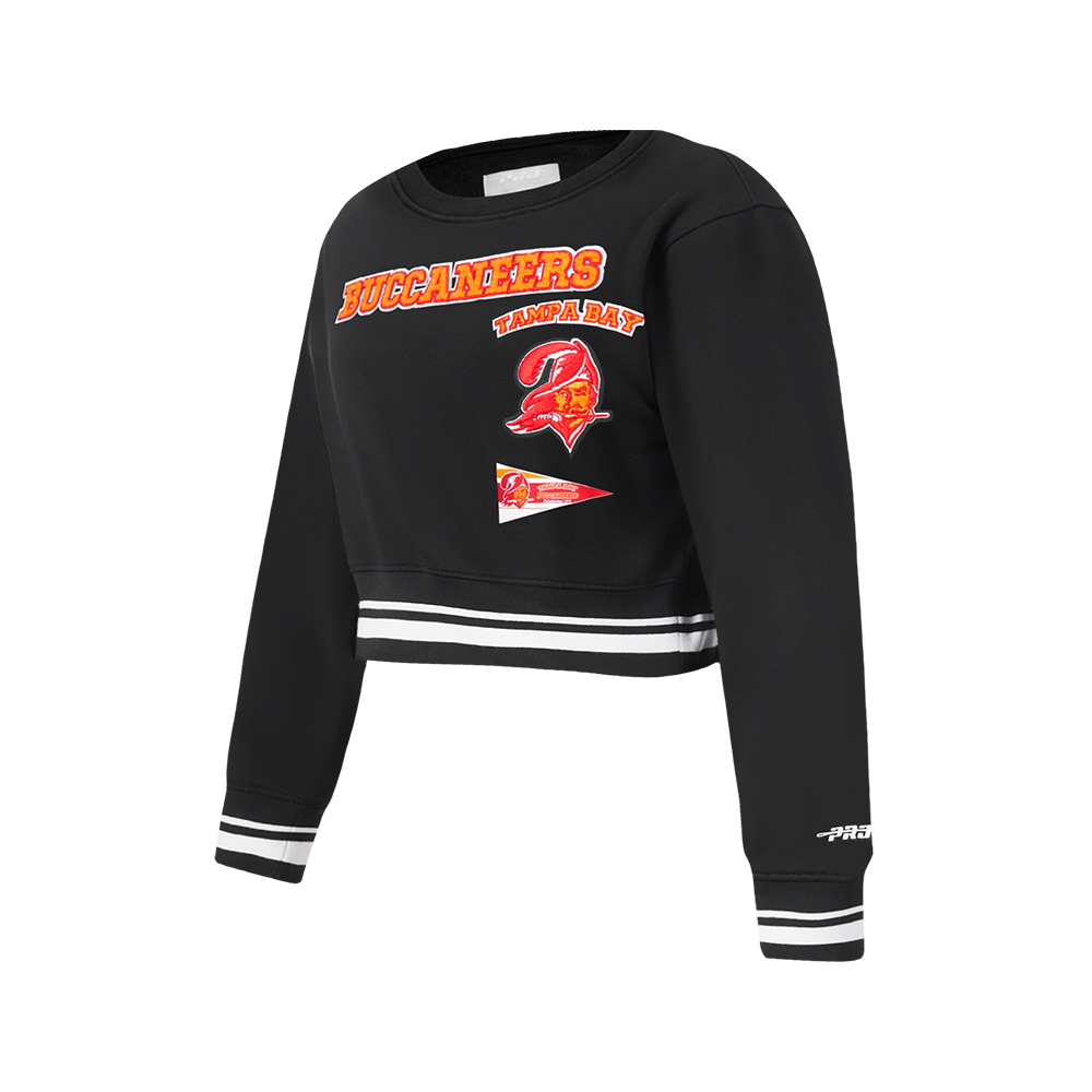 NFL TAMPA BAY BUCCANEERS RETRO CLASSIC BIG GIRLS  RIB FLEECE CREWNECK (BLACK)
