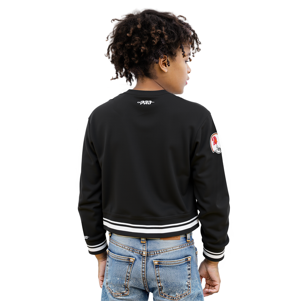 NFL TAMPA BAY BUCCANEERS RETRO CLASSIC BIG GIRLS  RIB FLEECE CREWNECK (BLACK)