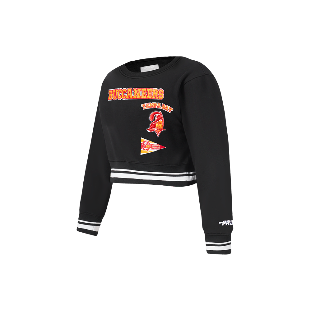 NFL TAMPA BAY BUCCANEERS RETRO CLASSIC LITTLE GIRLS  RIB FLEECE CREWNECK (BLACK)