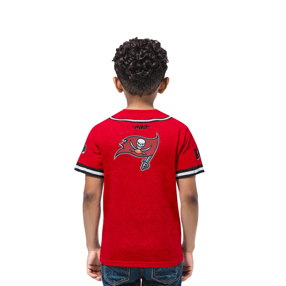 NFL TAMPA BAY BUCCANEERS CLASSIC TODDLER BOY'S MESH BUTTON DOWN SHIRT (RED/BLACK)