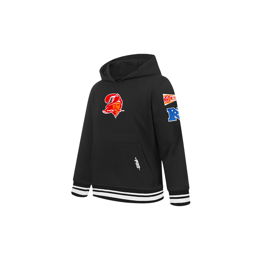 NFL TAMPA BAY BUCCANEERS RETRO CLASSIC TODDLER BOYS RIB FLEECE PULLOVER HOODIE (BLACK)