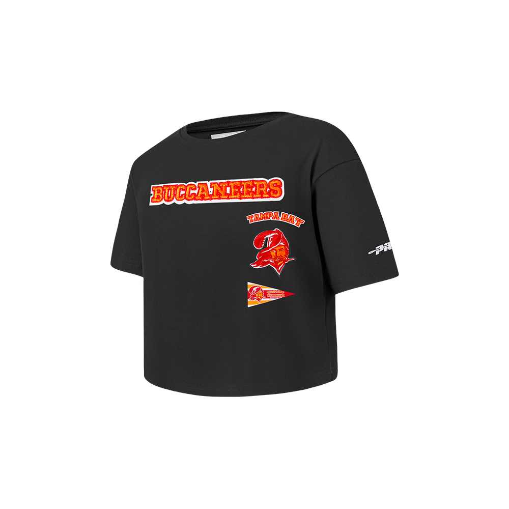 NFL TAMPA BAY BUCCANEERS RETRO CLASSIC TODDLER GIRLS SHORT SLEEVE BOXY TEE (BLACK)