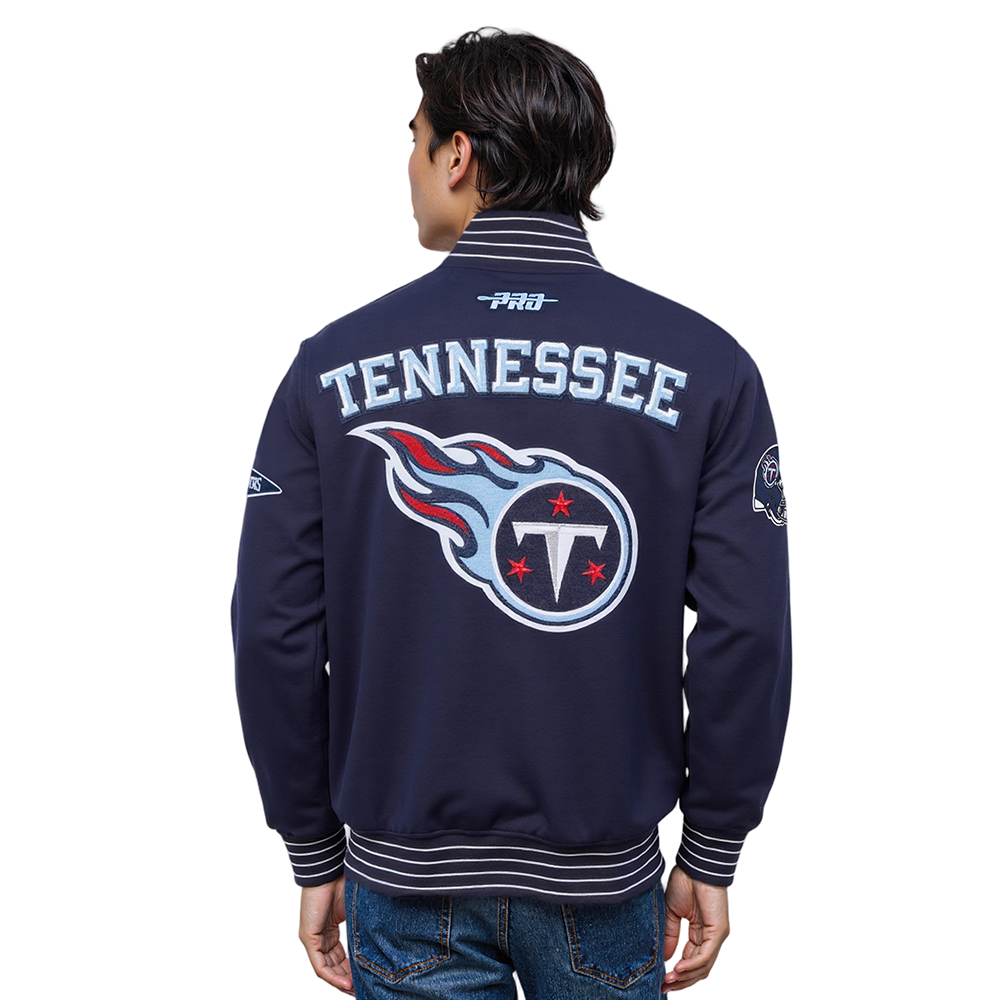 NFL TENNESSEE TITANS PRO GAME DAY MEN'S DBL KNIT JACKET (MIDNIGHT NAVY/WHITE)