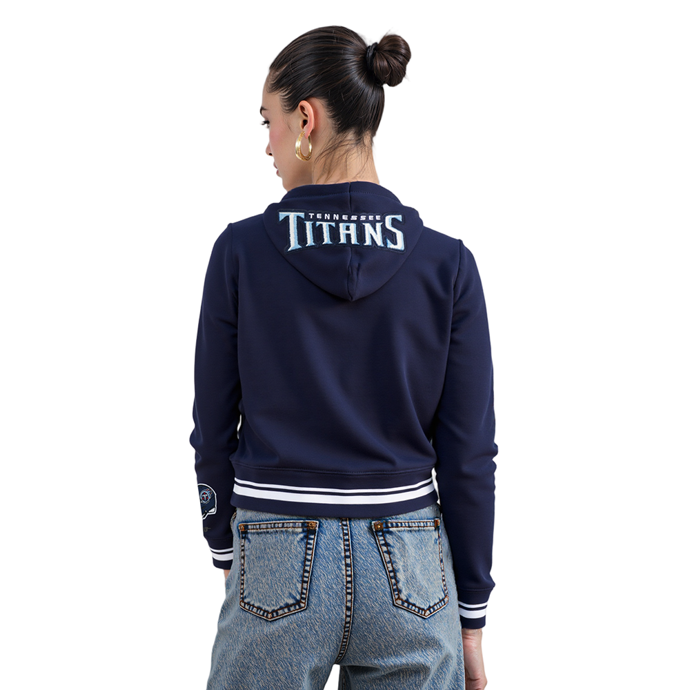 NFL TENNESSEE TITANS MASHUP WOMEN'S RIB CROPPED PO HOODIE (MIDNIGHT NAVY)