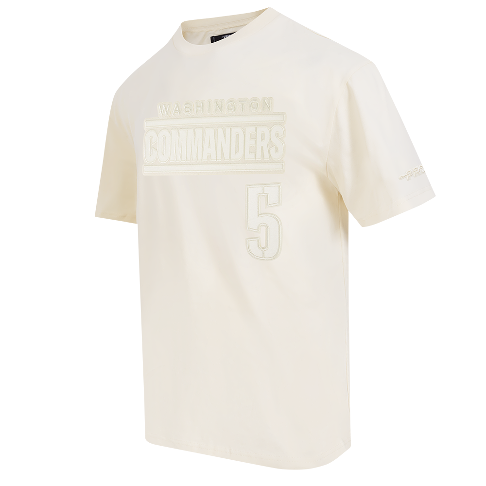 NFL WASHINGTON COMMANDERS JAYDEN DANIELS #5 NEUTRAL PNN MEN'S CJ DROP SHOULDER TEE (EGGSHELL)