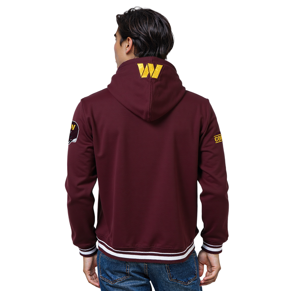 NFL WASHINGTON COMMANDERS SCRIPT TAIL MEN'S RIB FLC PO HOODIE (WINE)