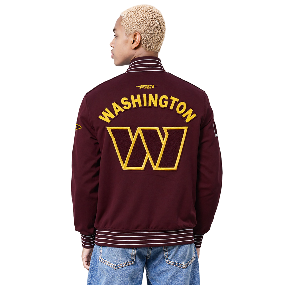 NFL WASHINGTON COMMANDERS PRO GAME DAY MEN'S DBL KNIT JACKET (WINE/EGGSHELL/WINE)