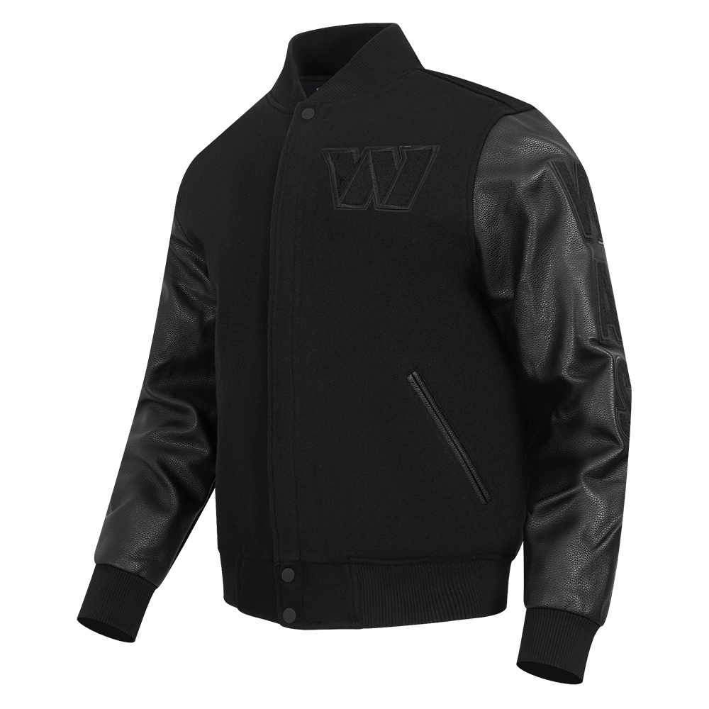 NFL WASHINGTON COMMANDERS TRIPLE BLACK WOOL MEN'S VARSITY JACKET (TRIPLE BLACK)