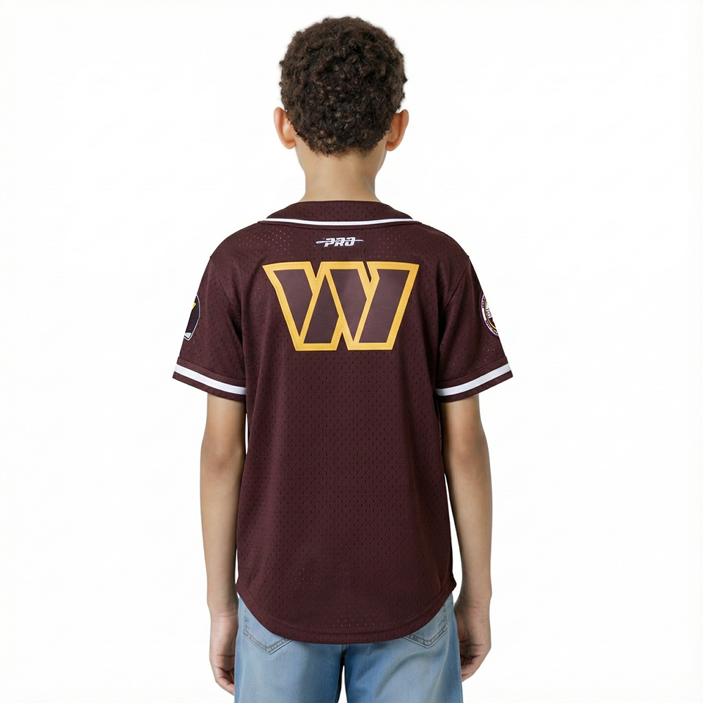 NFL WASHINGTON COMMANDERS CLASSIC BIG BOY'S MESH BUTTON DOWN SHIRT (WINE)