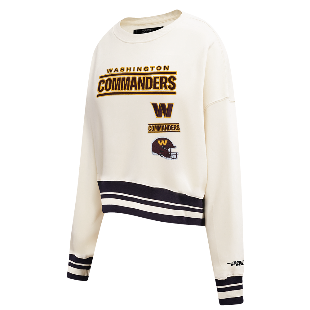 NFL WASHINGTON COMMANDERS RETRO CLASSIC WOMEN'S RIB CREWNECK (EGGSHELL/ BLACK)