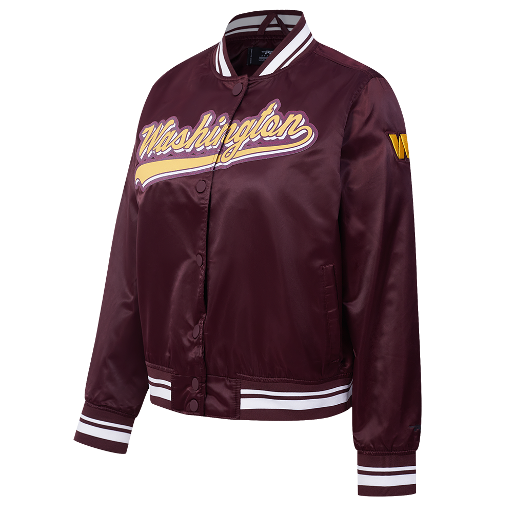 NFL WASHINGTON COMMANDERS SCRIPT TAIL WOMEN'S SATIN JACKET (WINE)