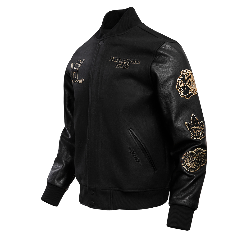 NHL ORIGINAL SIX WOOL VARSITY JACKET (JET BLACK)