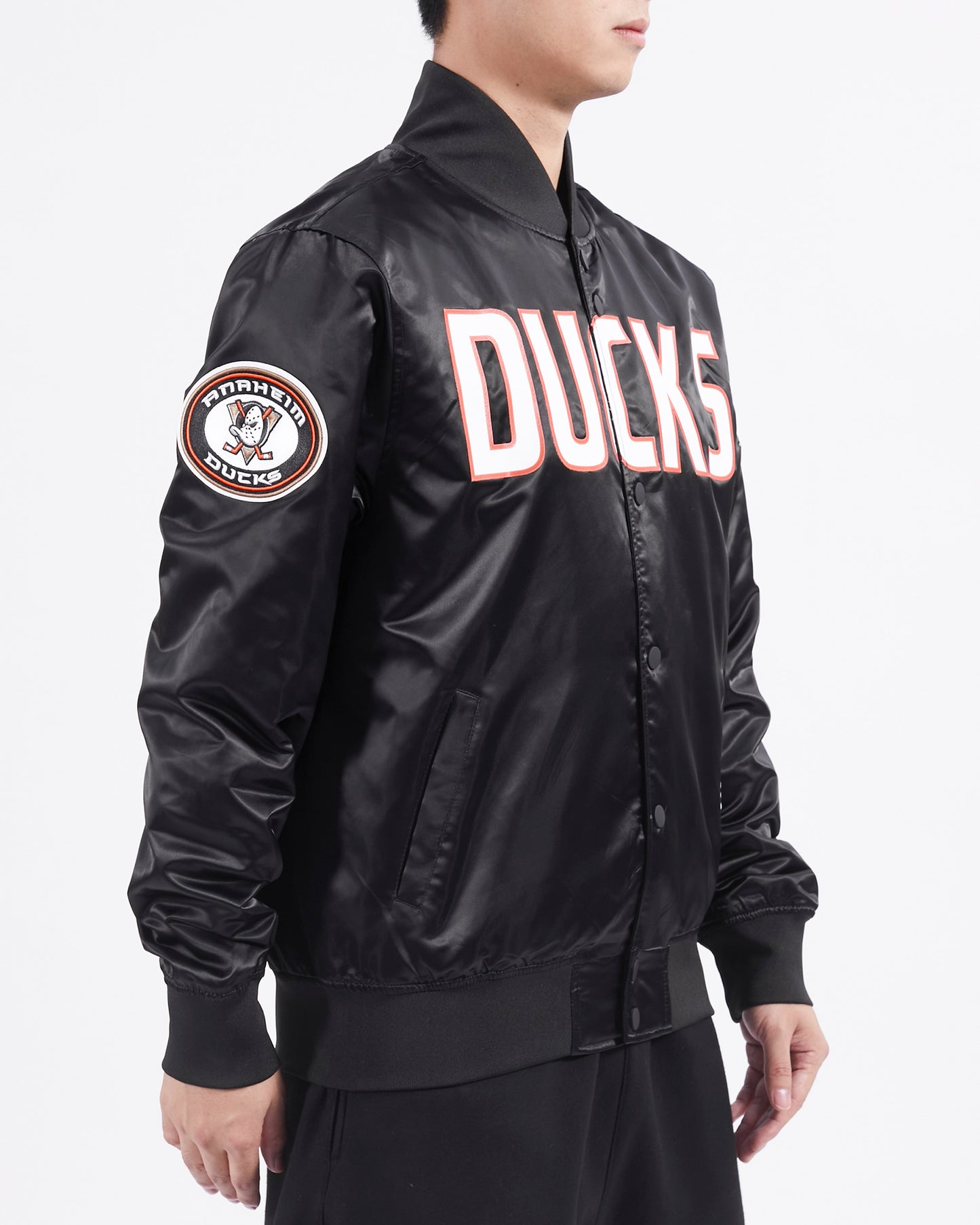 NHL ANAHEIM DUCKS CLASSIC SATIN MEN'S JACKET (BLACK)