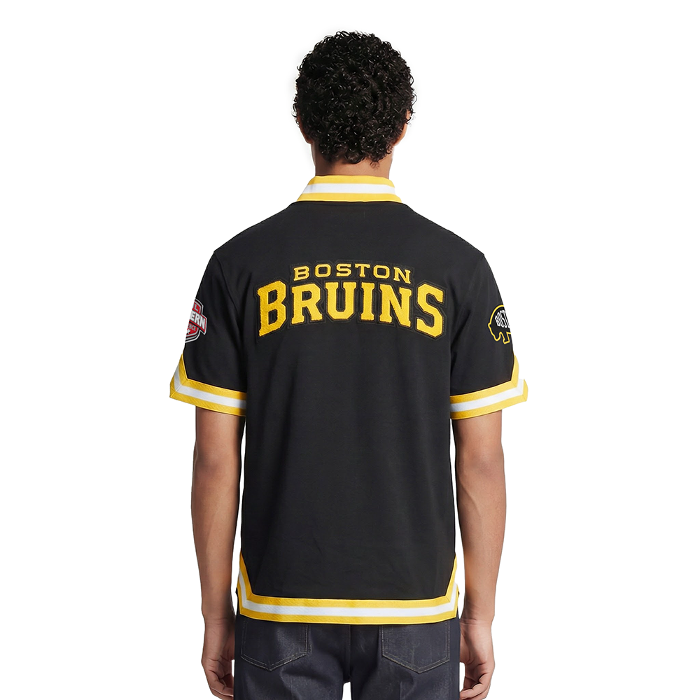NHL BOSTON BRUINS CLASSIC CHENILLE MEN'S DK WARM UP JACKET (BLACK/YELLOW)