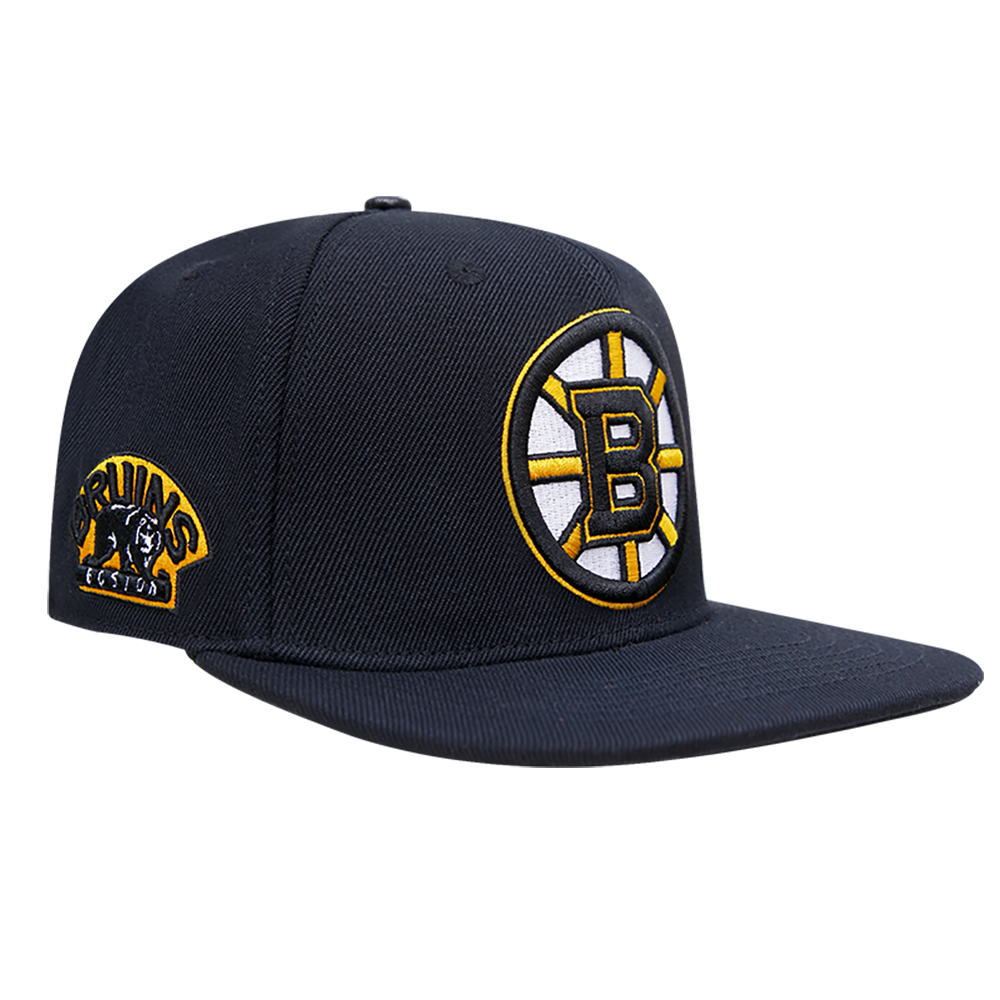 NHL BOSTON BRUINS CLASSIC LOGO WOOL UNISEX SNAPBACK HAT BLACK Pro Standard