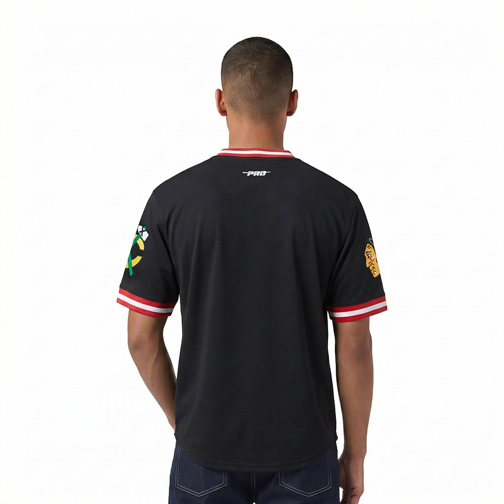 NHL CHICAGO BLACKHAWKS CLASSIC CHENILLE MEN'S DK TEE (BLACK/RED)