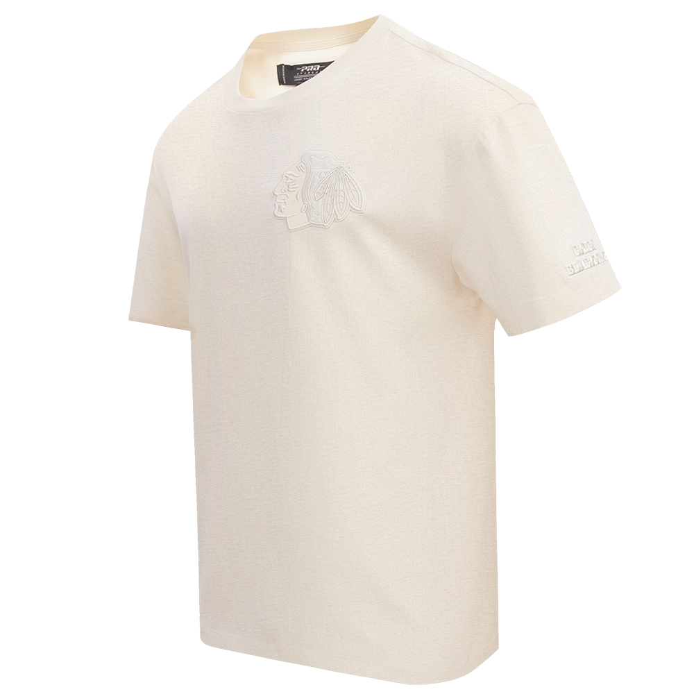 NHL CHICAGO BLACKHAWKS NEUTRAL COTTON JERSEY DROP SHOULDER TEE (EGGSHELL)