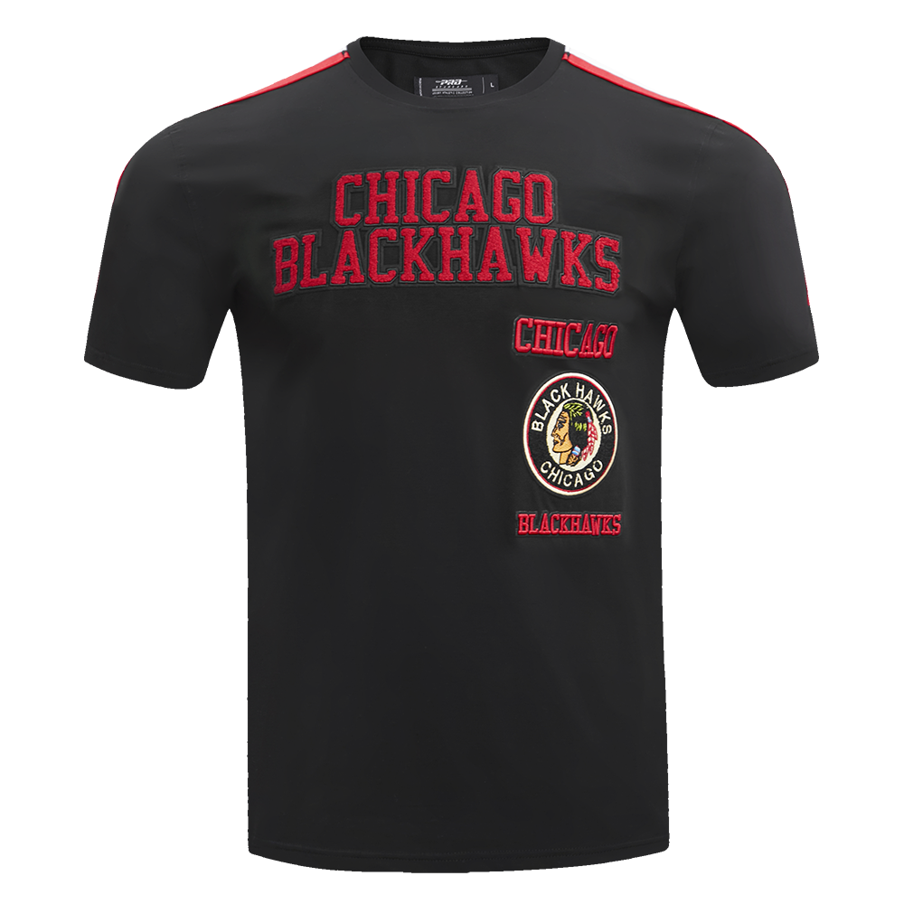 NHL CHICAGO BLACKHAWKS RETRO CLASSIC MEN'S STRIPED TEE (BLACK/RED)
