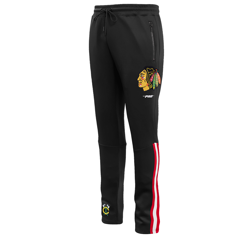 NHL CHICAGO BLACKHAWKS CLASSIC CHENILLE MEN'S DK TRACK PANT (BLACK/RED)
