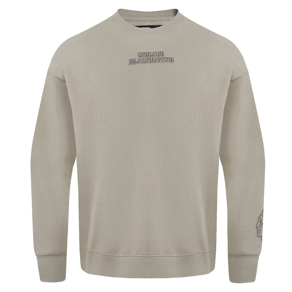 NHL CHICAGO BLACKHAWKS WINGSPAN MEN'S DROP SHOULDER FLEECE CREWNECK (TAUPE)