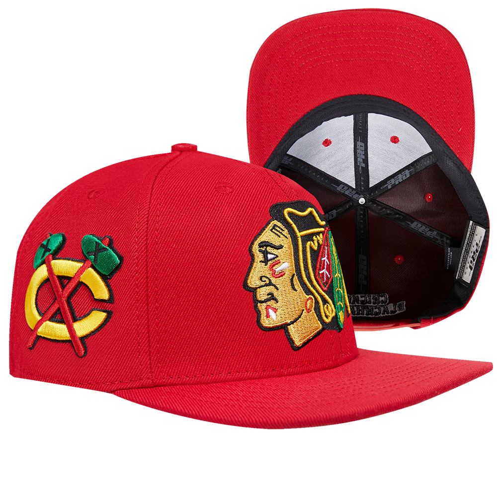 Vintage NHL Chicago Blackhawks Two Tone Red Black Snapback Hat