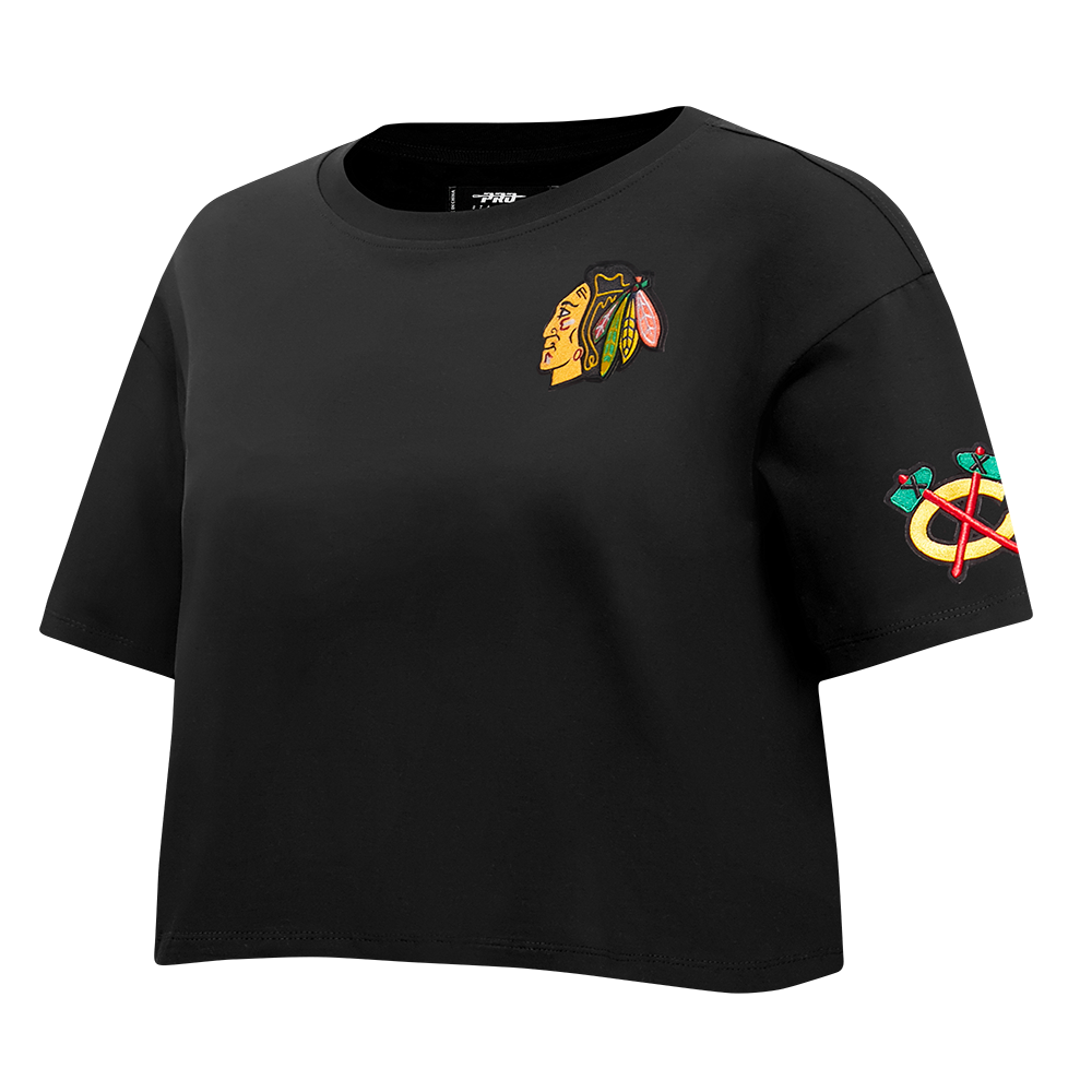 NHL CHICAGO BLACKHAWKS CLASSIC WOMEN'S SJ BOXY TEE (BLACK)