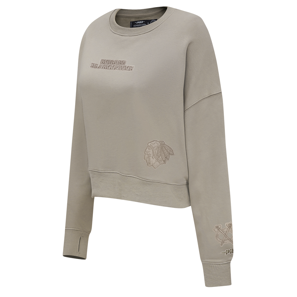NHL CHICAGO BLACKHAWKS WINGSPAN WOMEN'S FLC CREWNECK (TAUPE)