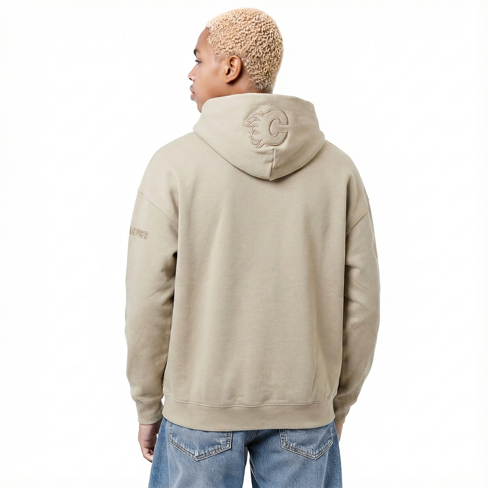 NHL CALGARY FLAMES NEUTRAL MEN'S DROP SHOULDER FLC PO HOODIE (TAUPE)
