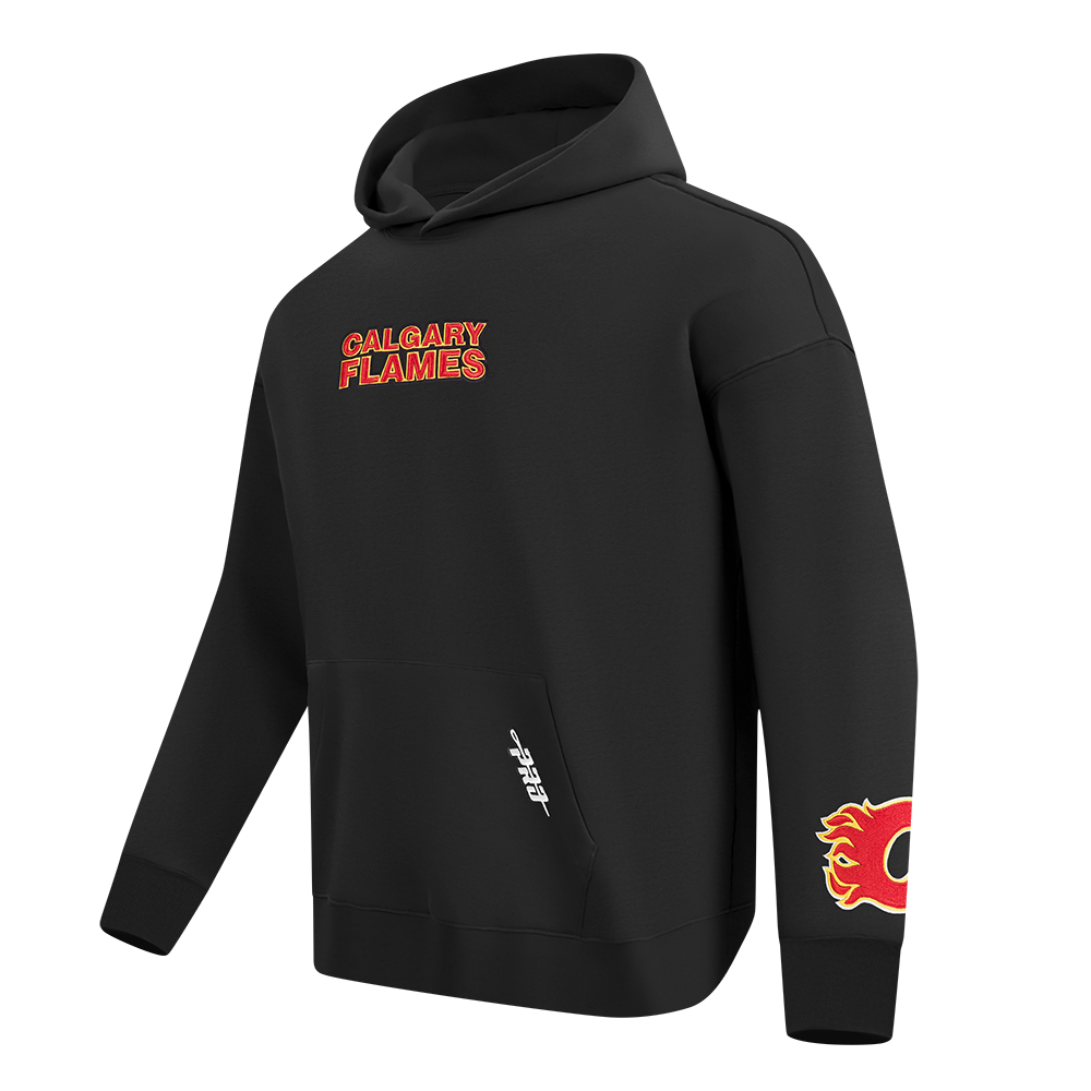 NHL CALGARY FLAMES WINGSPAN MEN'S DROP SHOULDER FLC PO HOODIE (BLACK)