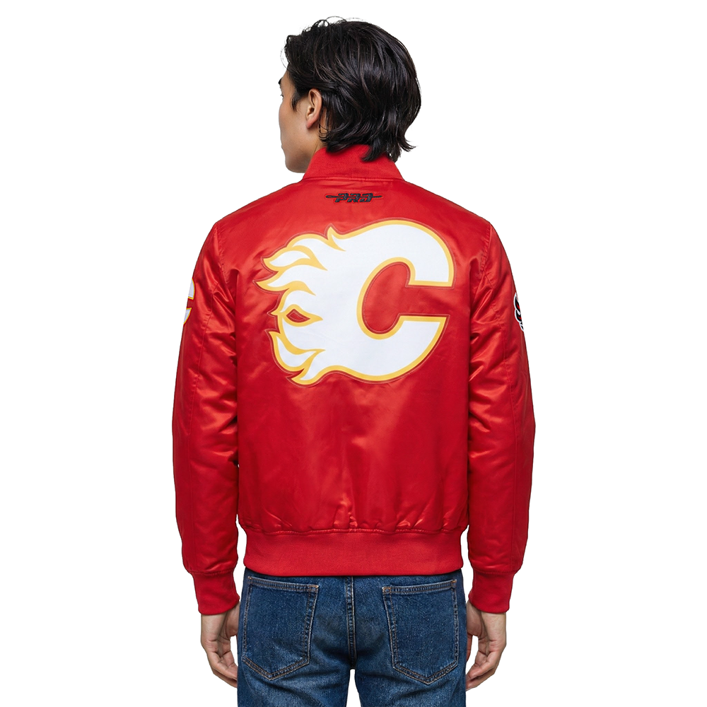 NHL CALGARY FLAMES CLASSIC MEN'S SATIN JACKET (RED)