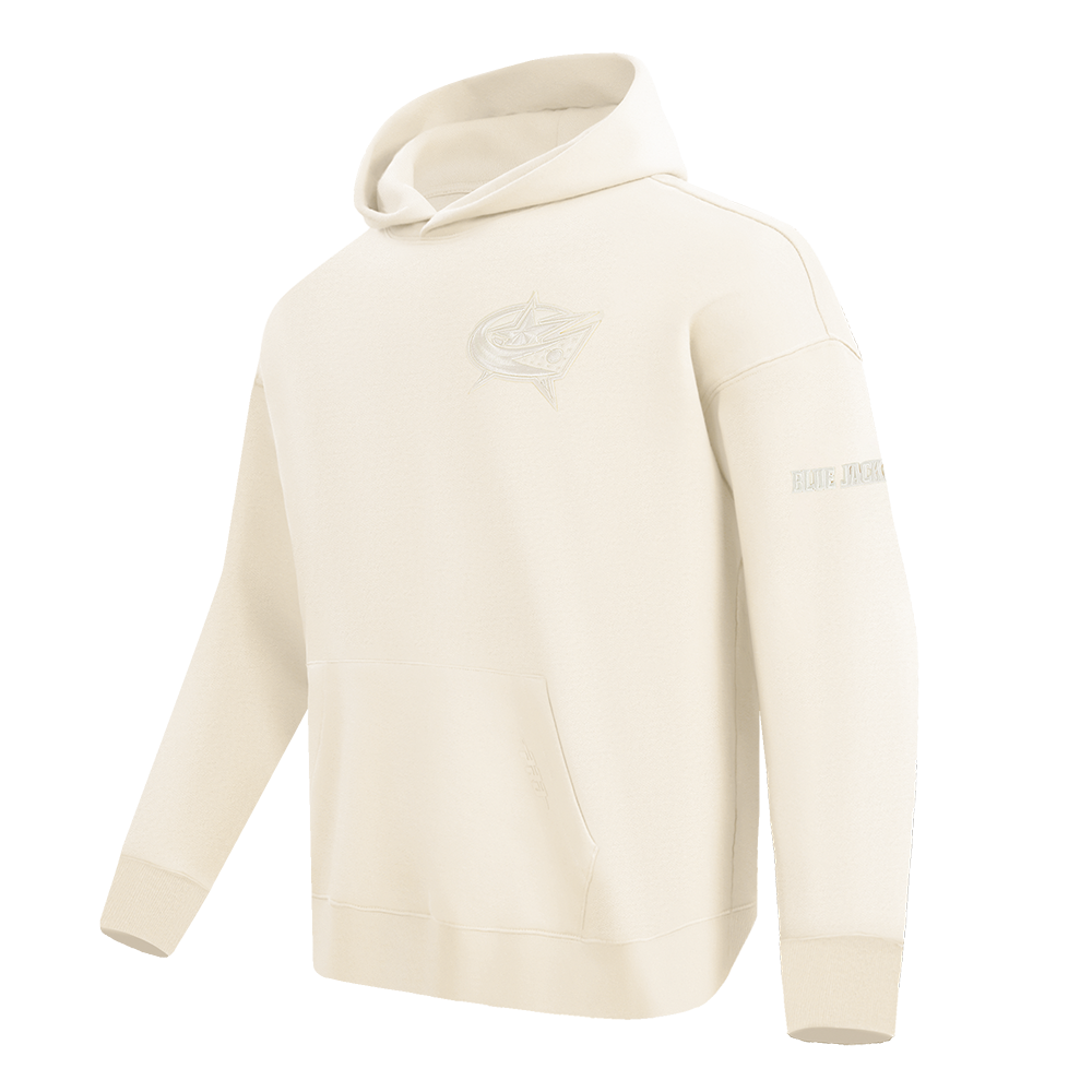 NHL COLUMBUS BLUE JACKETS NEUTRAL MEN'S DROP SHOULDER FLC PO HOODIE (EGGSHELL)
