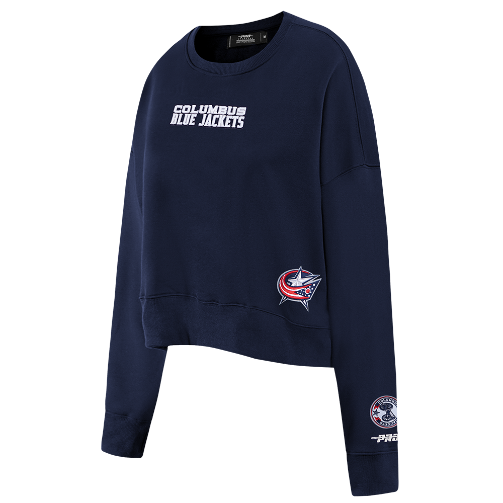 NHL COLUMBUS BLUE JACKETS WINGSPAN WOMEN'S FLC CREWNECK (MIDNIGHT NAVY)